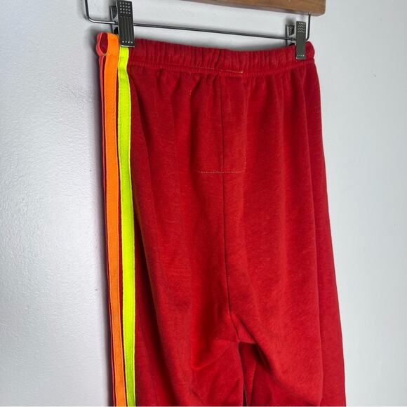 Aviator Nation 5 Stripe Sweatpants Red Neon Rainbow Sz S - Picture 4 of 8